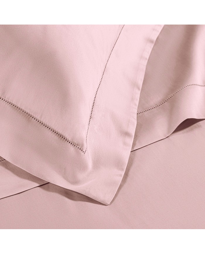 Completo lenzuola matrimoniali in raso di cotone con orlo a giorno Cavalieri - Ginevra