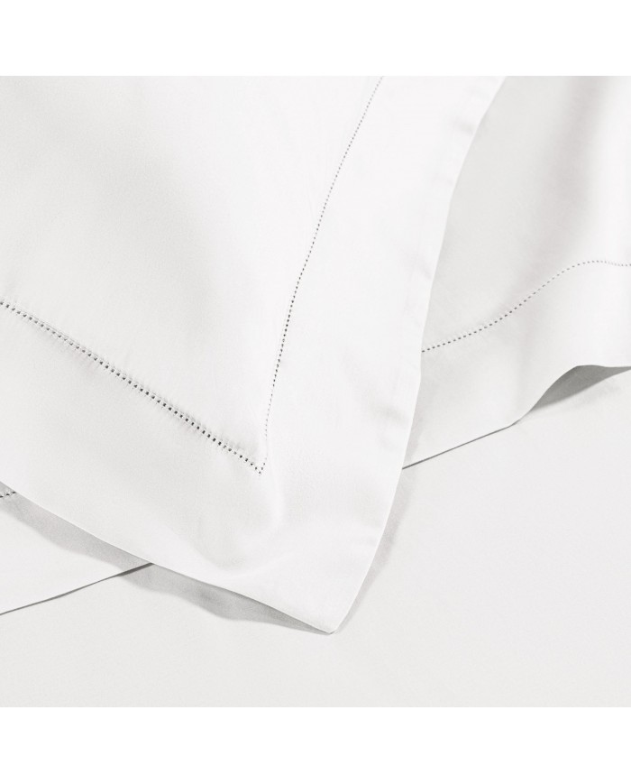 Completo lenzuola matrimoniali in raso di cotone con orlo a giorno Cavalieri - Ginevra