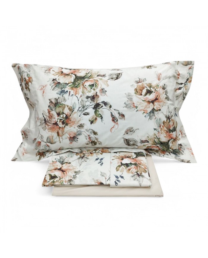 Completo Lenzuola matrimoniale in percalle di puro cotone Dondi Gouache