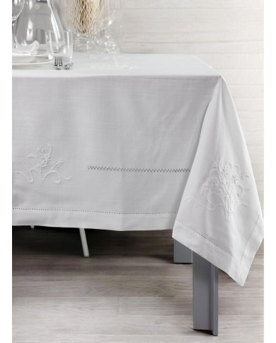 Servizio da tavola ricamato bianco 12 posti Maison Prestige art. 12832