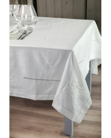 Servizio da tavola ricamato bianco 12 posti Maison Prestige art. 12832