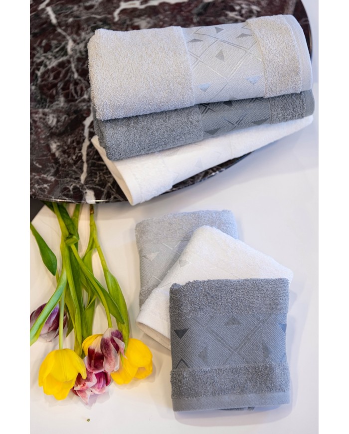 Set asciugamani spugna cotone 3+3 Neith Rubina