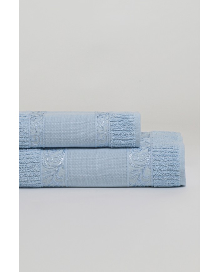 Coppia di asciugamani viso+ospite con tela Aida art. Alessandra