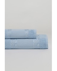 Coppia di asciugamani viso+ospite con tela Aida art. Alessandra