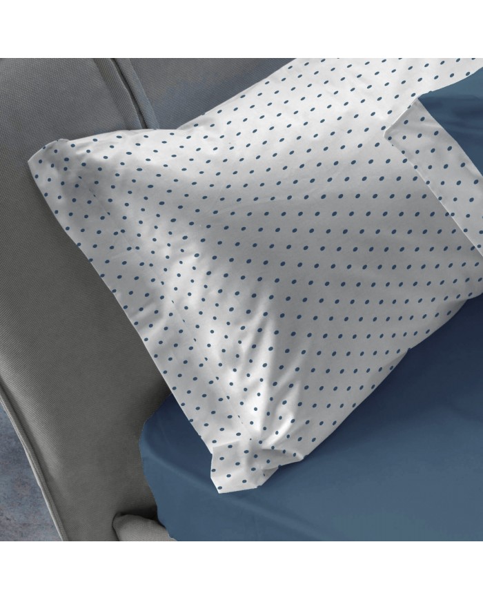 Completo lenzuola letto singolo in puro cotone Cogal Shake Pois 1779