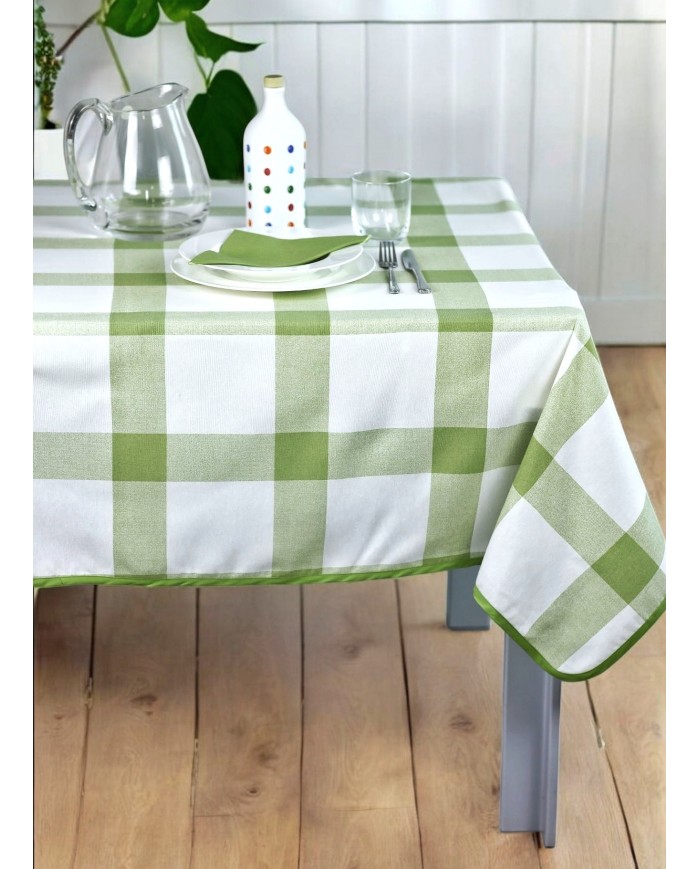 Tovaglia 6 posti con tovaglioli 140x180 Dreams art. Quadro Verde