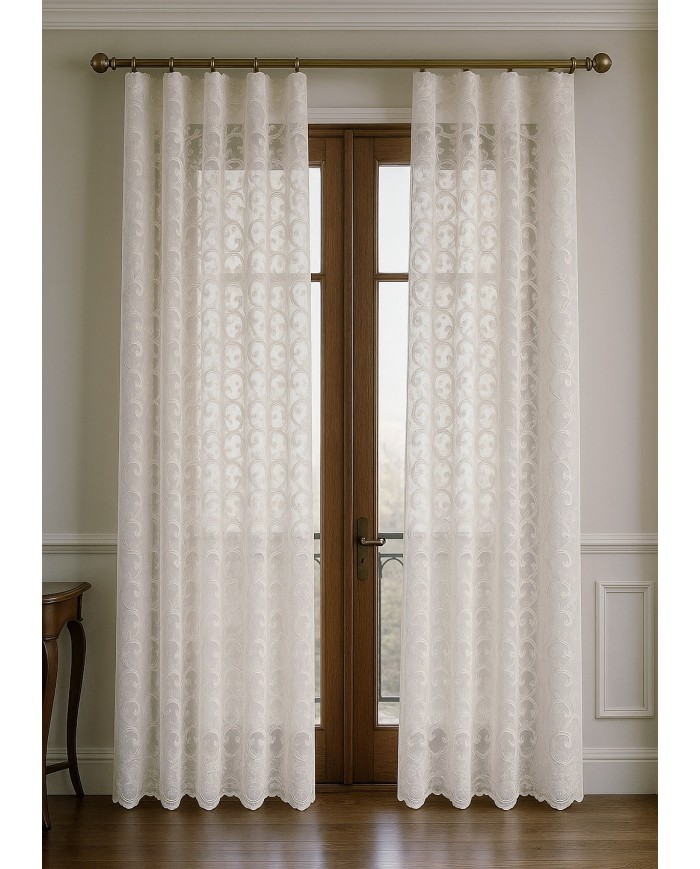 Tessuto per tende in pizzo rebrodè altezza 300cm art. Tracy Naturale