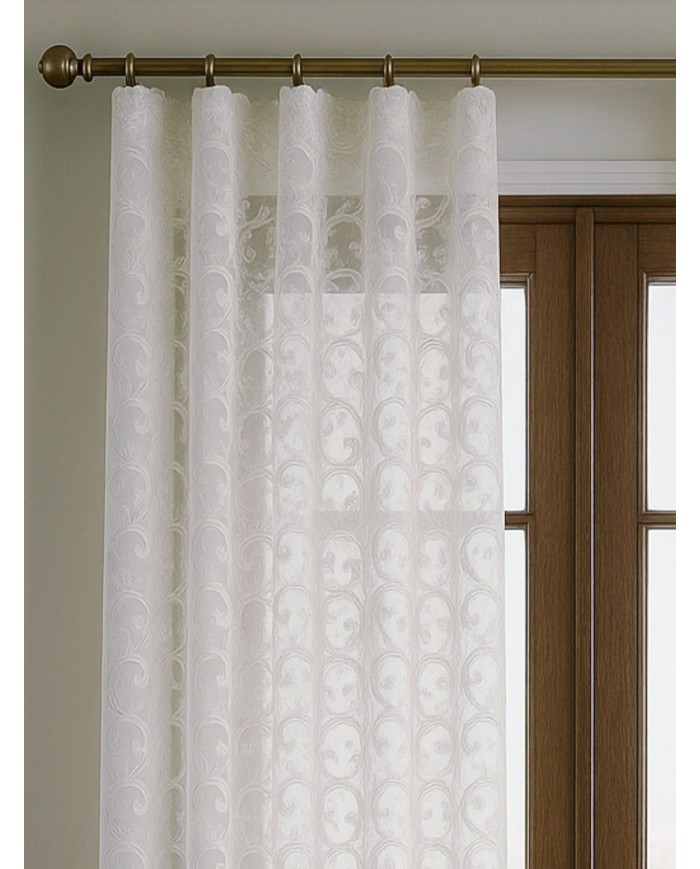 Tessuto per tende in pizzo rebrodè altezza 300cm art. Tracy Naturale