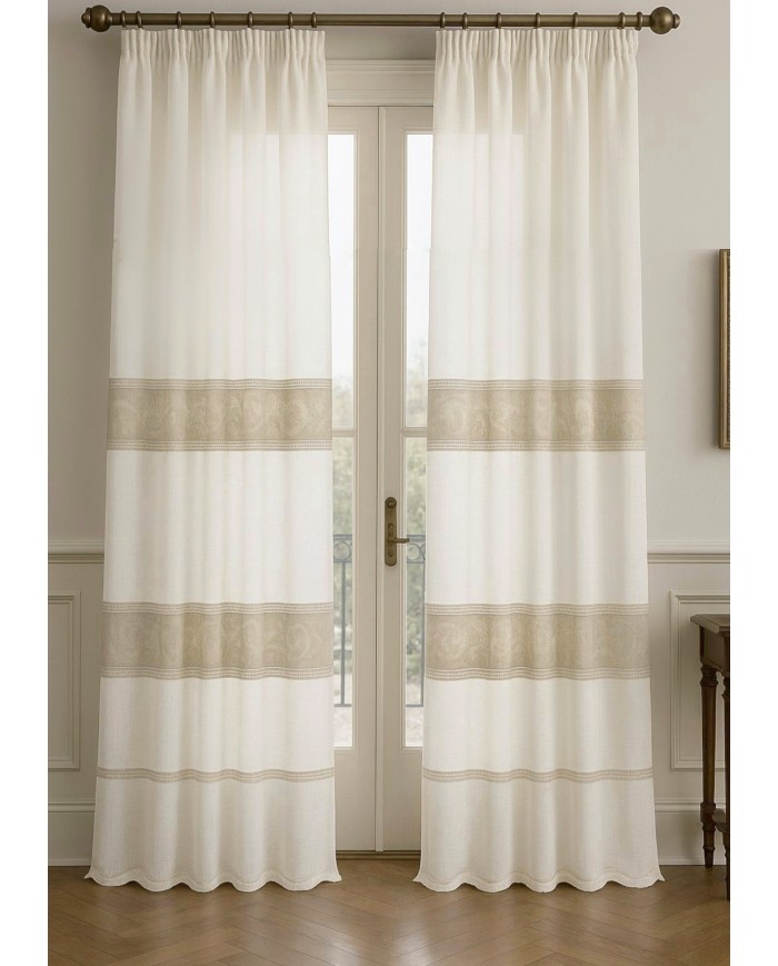 Tessuto per tende in misto lino ricamato altezza 320cm art. TE9903