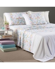 Completo lenzuola matrimoniale 100% cotone Caleffi Provenza Azzurro