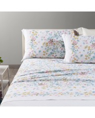 Completo lenzuola matrimoniale 100% cotone Caleffi Provenza Azzurro