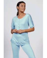Camicia da notte donna cotone modal mezza manica Toscana Lingerie Kimberly