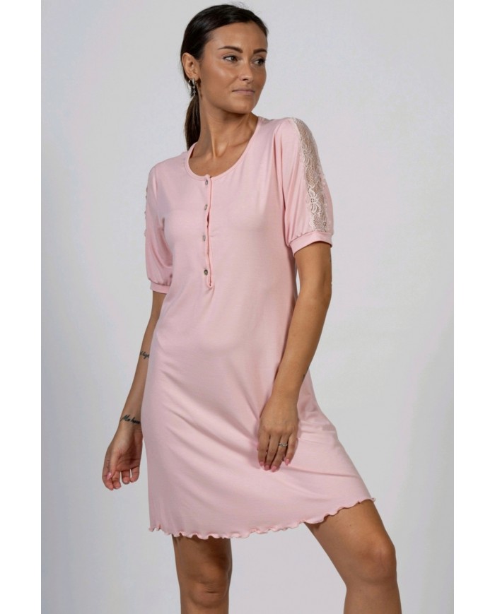 Camicia da notte donna cotone modal mezza manica Toscana Lingerie Kimberly