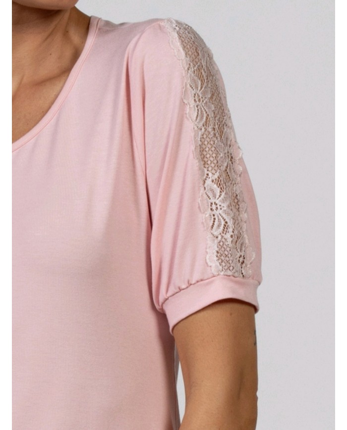 Camicia da notte donna cotone modal mezza manica Toscana Lingerie Kimberly