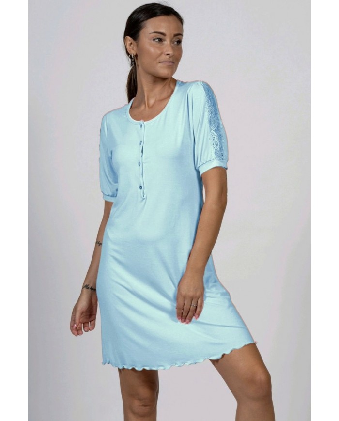 Camicia da notte donna cotone modal mezza manica Toscana Lingerie Kimberly