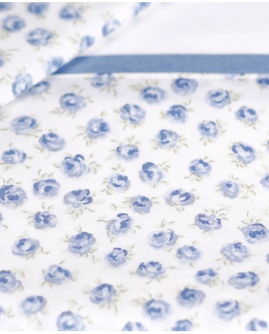 Completo lenzuola matrimoniale in percalle di cotone Roselline - Creazioni Artigianali Firenze