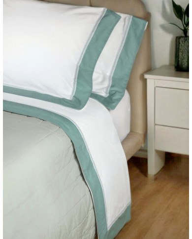 Completo lenzuola matrimoniale in percalle di cotone Gigliuccio - Creazioni Artigianali Firenze