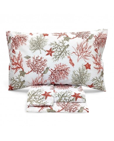 Completo lenzuola letto singolo 100% cotone Ambrosiana Coral Bay