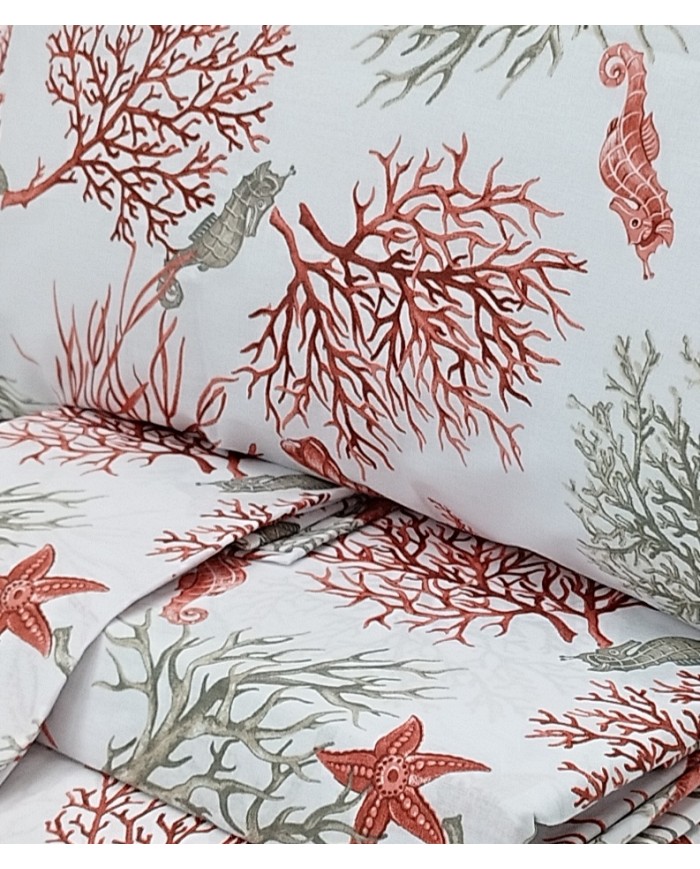 Completo lenzuola letto singolo 100% cotone Ambrosiana Coral Bay