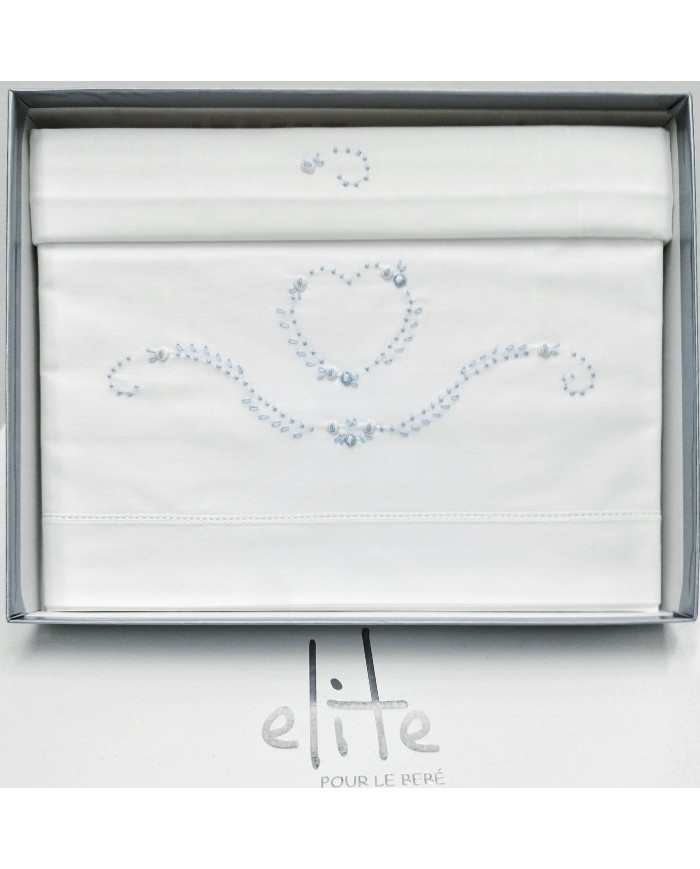 Completo lenzuola culla passeggino ricamato a mano Elite pour le Bebè 45344