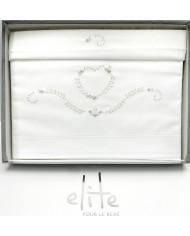 Completo lenzuola culla passeggino ricamato a mano Elite pour le Bebè 45344