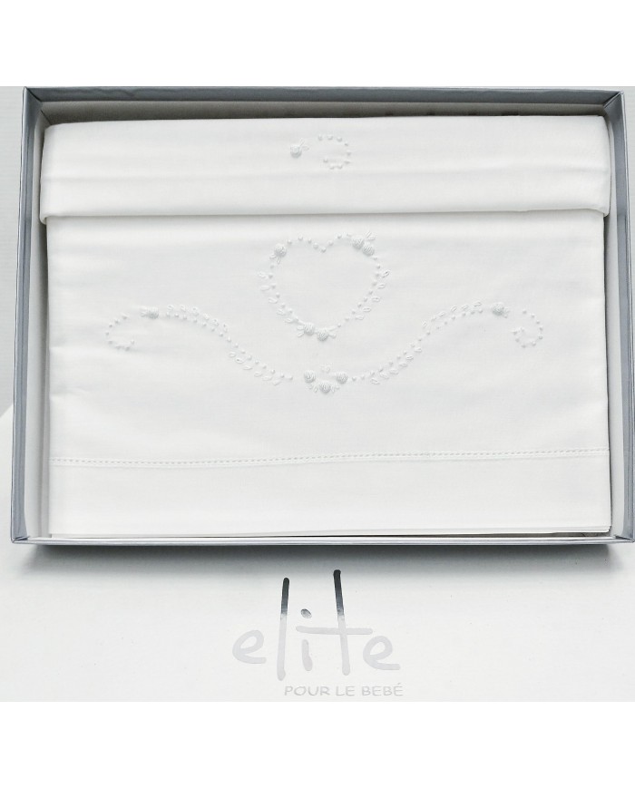 Completo lenzuola culla passeggino ricamato a mano Elite pour le Bebè 45344
