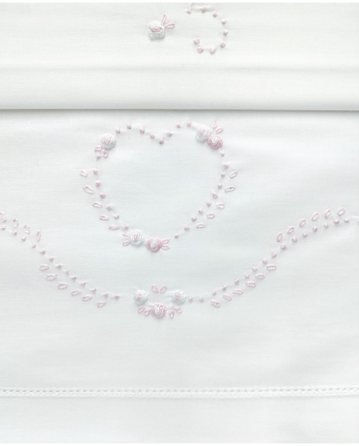 Completo lenzuola culla passeggino ricamato a mano Elite pour le Bebè 45344