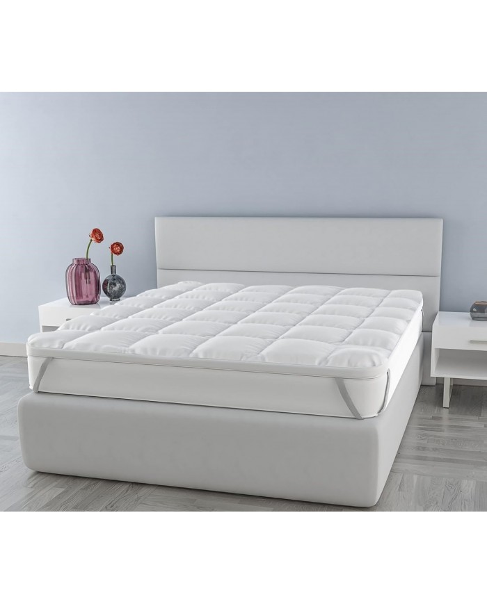 Topper matrimoniale in puro COTONE Niucci Fibra 1000