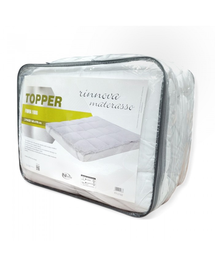 Topper matrimoniale in puro COTONE Niucci Fibra 1000