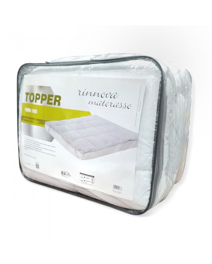 Topper letto singolo in puro COTONE Niucci Fibra 1000