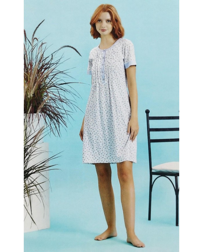 Camicia da notte estiva 100% cotone mezza manica Vifram 52378