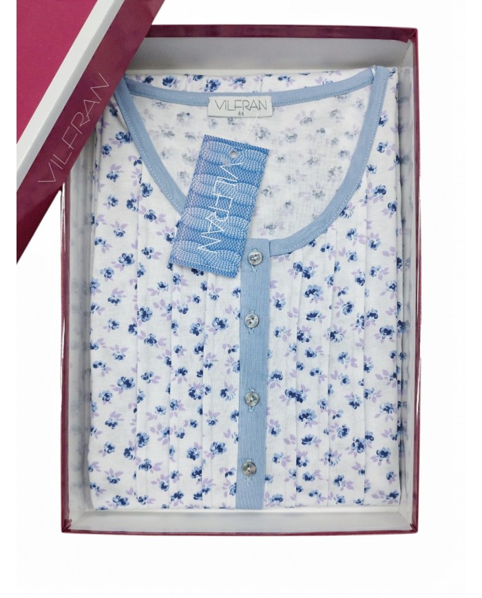 Camicia da notte estiva 100% cotone mezza manica Vifram 52378