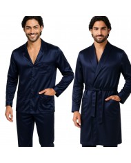 Coordinato uomo vestaglia e pigiama in raso art Cristian Made in Italy