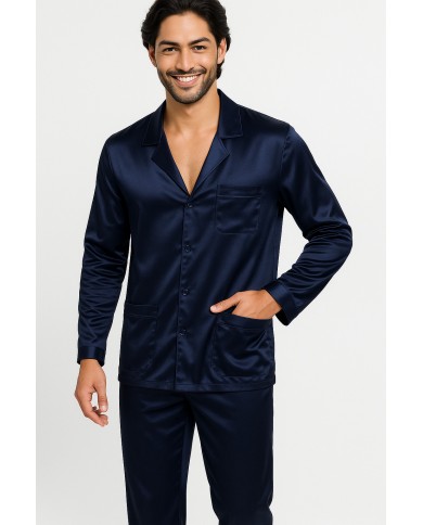 Coordinato uomo vestaglia e pigiama in raso art Cristian Made in Italy