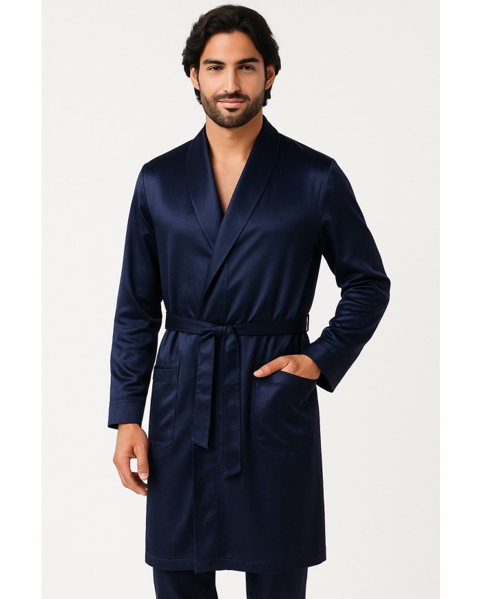 Coordinato uomo vestaglia e pigiama in raso art Cristian Made in Italy