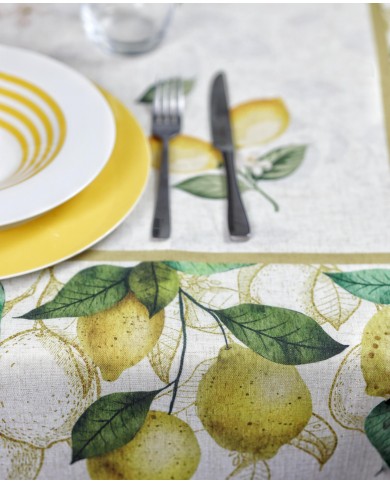 Tovaglia antimacchia effetto lino  a fantasia Mecedes disponibile 6 posti e 12 posti dis. 6