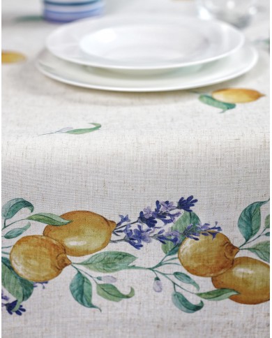 Tovaglia antimacchia effetto lino a fantasia Mecedes disponibile 6 posti e 12 posti dis. 3