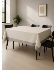 Tovaglia 100% cotone panama con balze applicate a contrasto Jekie 140x180cm