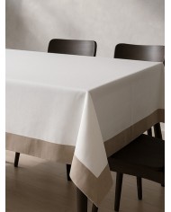 Tovaglia 100% cotone panama con balze applicate a contrasto Jekie 140x180cm