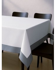 Tovaglia 100% cotone panama con balze applicate a contrasto Jekie 150x240cm