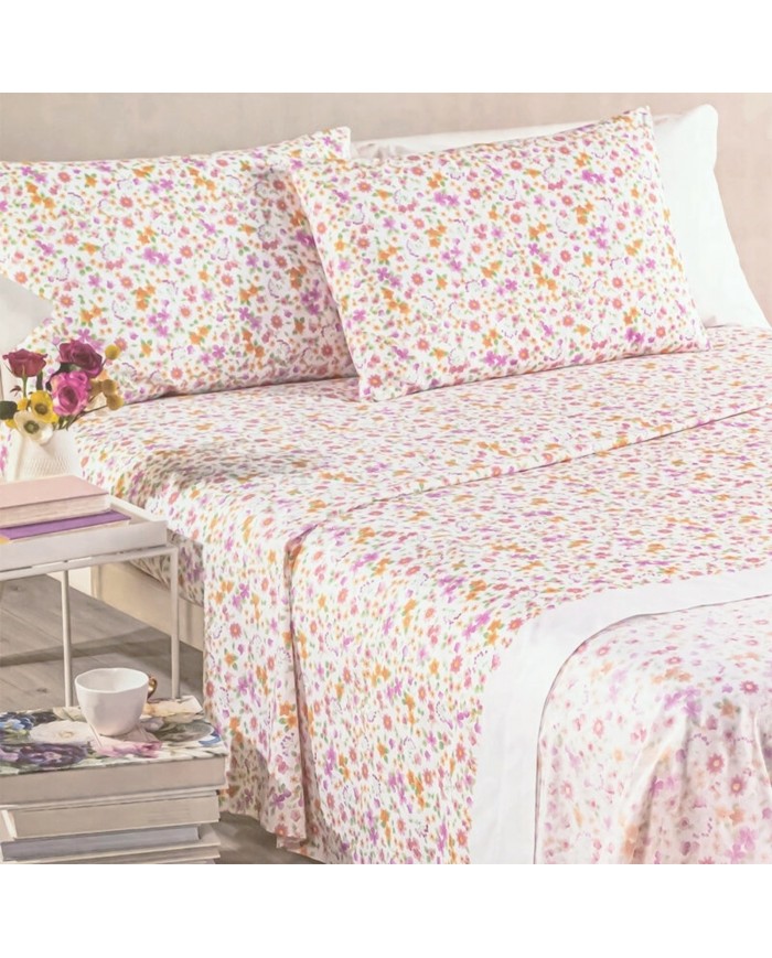 Completo lenzuola letto singolo 100% cotone Caleffi Alba