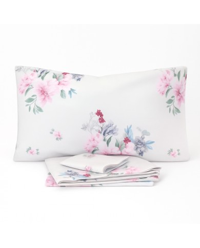 Completo lenzuola matrimoniale in percalle di cotone Okab by Laura Biagiotti