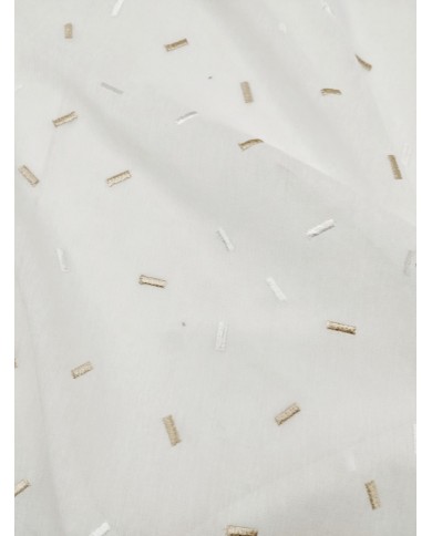 Tessuto per tende in misto lino ricamo geometrico altezza 300cm - Beige