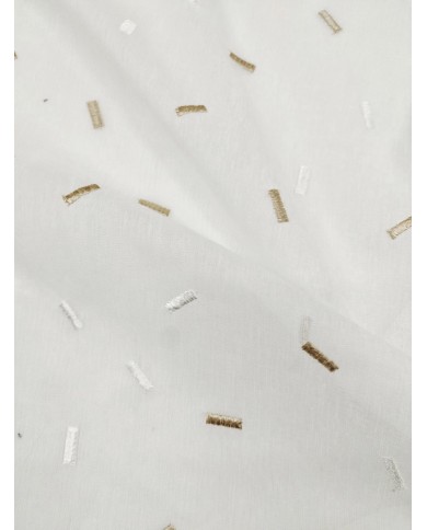 Tessuto per tende in misto lino ricamo geometrico altezza 300cm - Beige