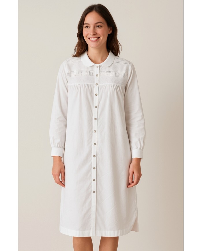 Camicia da notte in batista di puro cotone Vilfran 52391ML