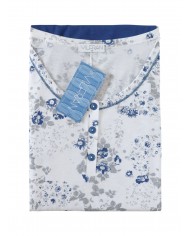 Pigiama donna estivo spalla larga e pinocchietto 100% cotone Vilfran 10687 Bluette