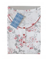 Pigiama donna estivo spalla larga e pinocchietto 100% cotone Vilfran 10687 Perla