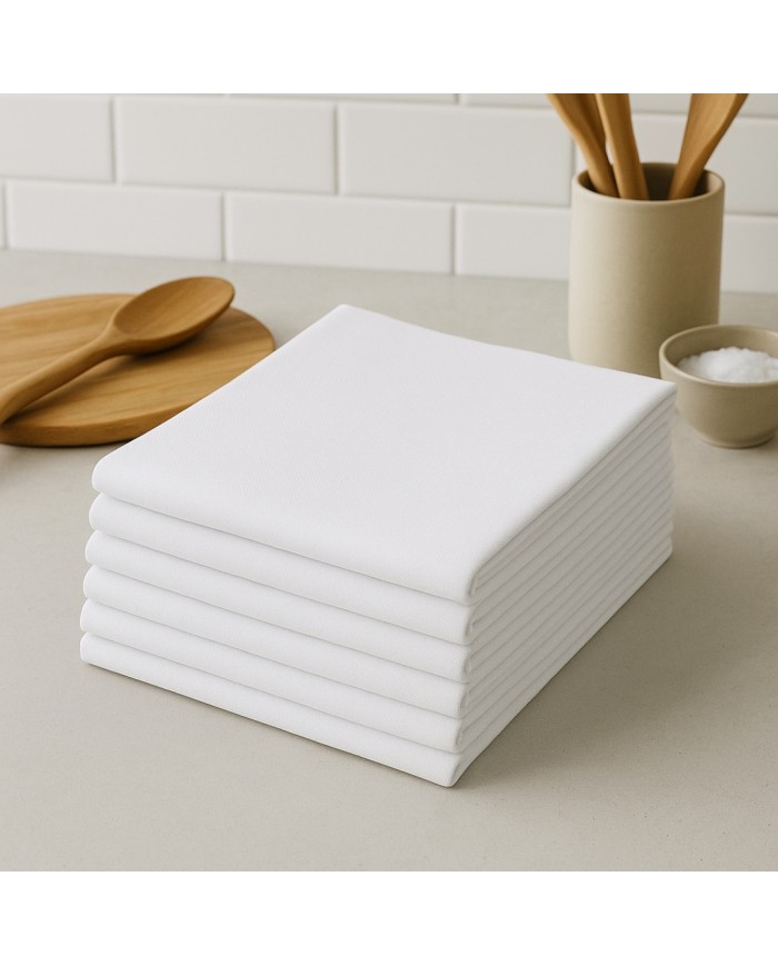 Set 6 strofinacci bianchi 100% cotone - MADE IN ITALY articolo Rinfranto