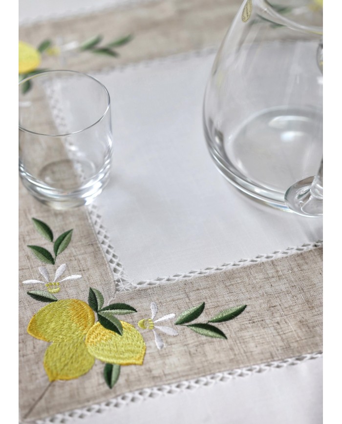 Servizio da tavola tondo ricamato Maison Prestige Limoni