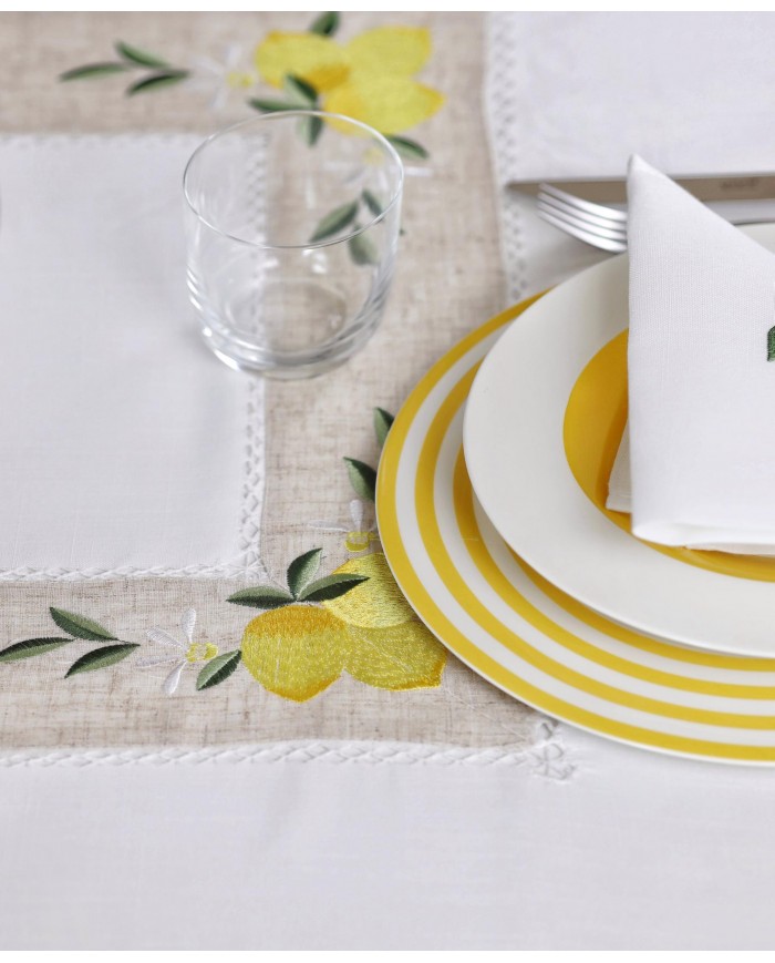 Servizio da tavola tondo ricamato Maison Prestige Limoni